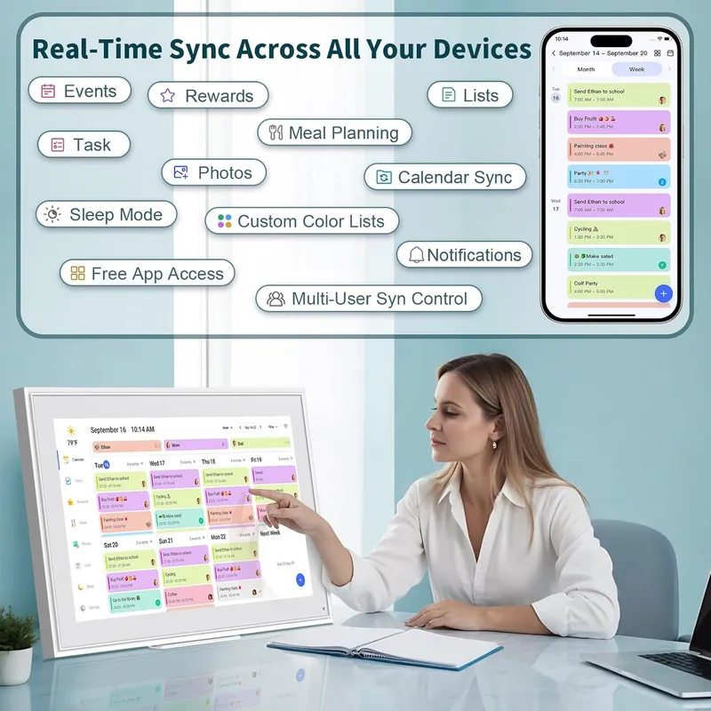 Canupdog Digital Calendar, 21.5 Inch, White